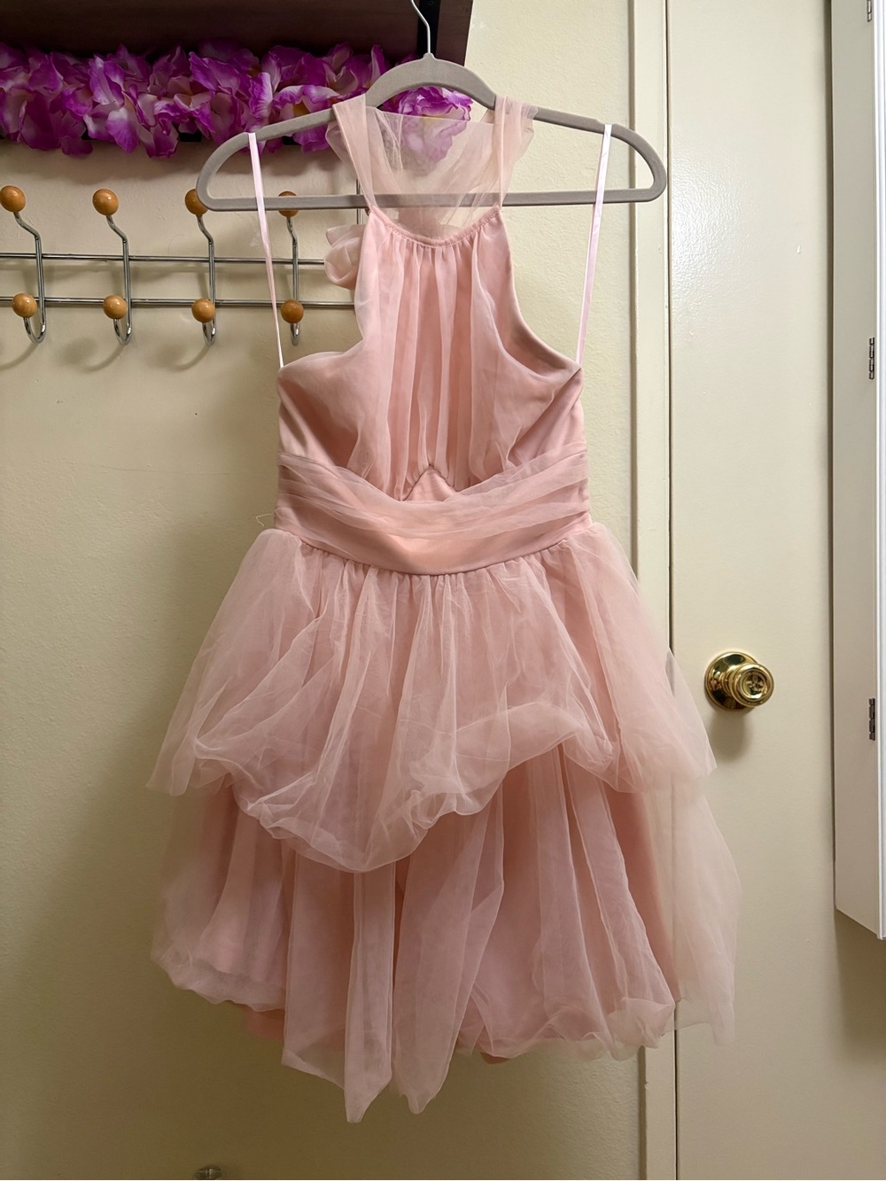 Selfie Leslie Light Pink Backless Tulle Party Dress